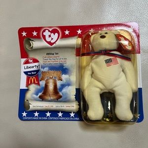 New Libearty The Bear 1996 RARE TY Beanie Baby Ronald McDonald House Charities